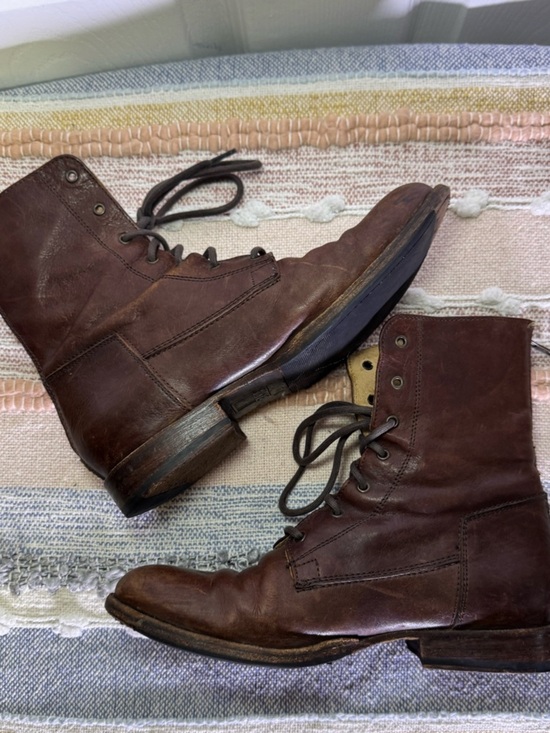 Frye Brown Leather Lace-Up Ankle Boots with Tan Interior main image 8